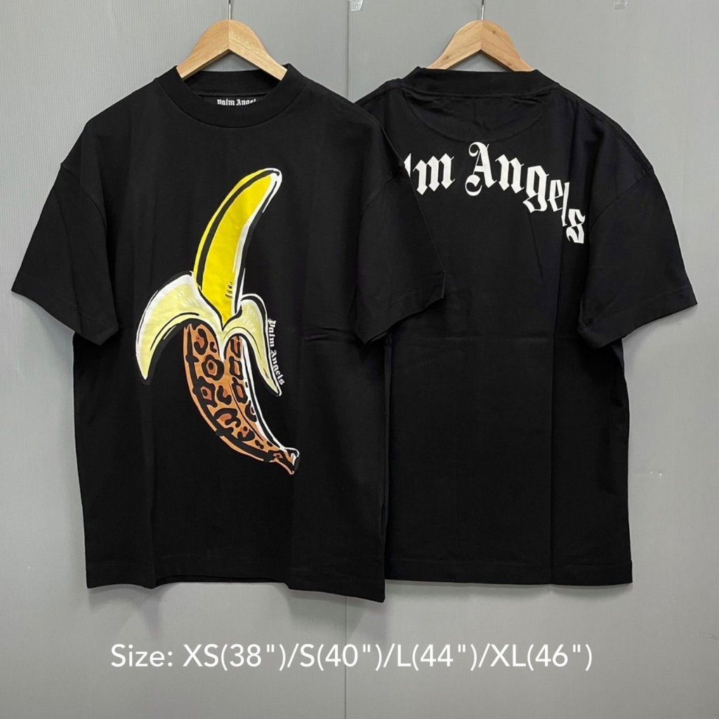🔆สอบถามStockก่อนกดสั่ง Palm Angels t-shirt สีดำลายกล้วย banana เสื้อ tee unisex เสื้อยืด ปาล์ม แองเจิง ของแท้ แขนสั้น