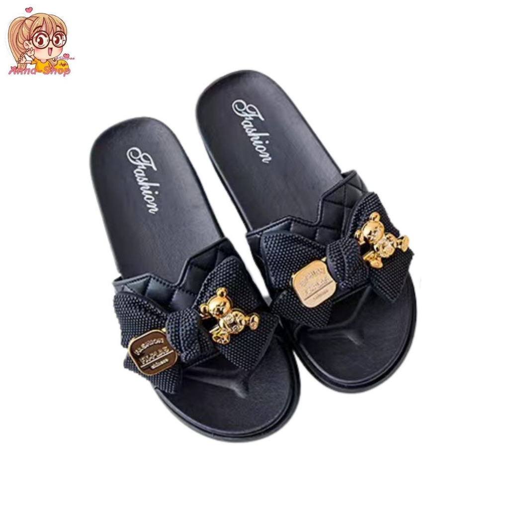 มาใหม่ ❗ รองเท้าแตะสวมแฟชั่น 🍭รองเท้าโบว์น้องหมี พื้นนิ่ม งานน่ารักพร้อมส่ง 🚚 T174 - รูปที่ 7