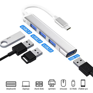 USB ความเร็วสูง 4 พอร์ตฮับ USB 3.0 Type-C HUB Adapter สำหรับ PC แล็ปท็อปอุปกรณ์เสริมคอมพิวเตอร์