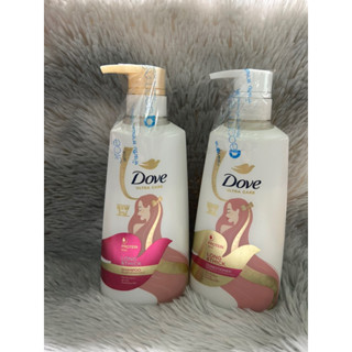 💥แชมพู + ครีมนวด 410x2 มล.💥 Dove long &amp; thin สำหรับผมยาวหนา