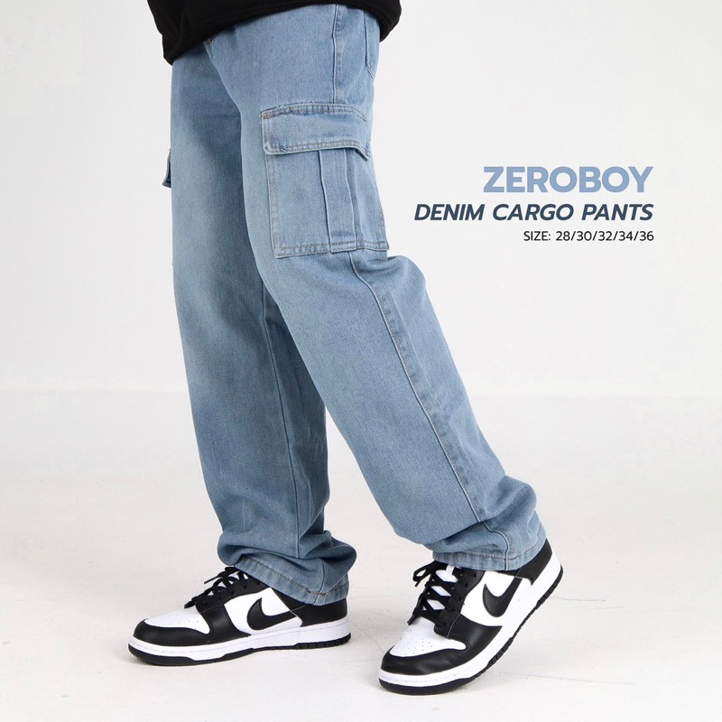 ZEROBOY - DENIM CARGO PANTS “ คาร์โก้ยีนส์สีฟอก “