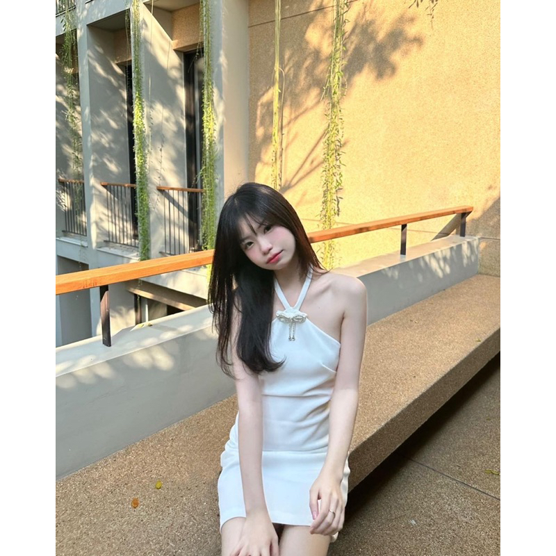 Barbie - White 🫶🏻🌸💕💘🌷 ชุดเดรสคล้องคอ 🎀✨ BB-WHITE