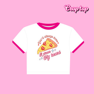 A pizza my heart เสื้อครอป Crop Top Cotton 100% y2k