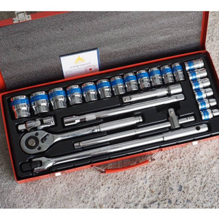 [ของแท้] ชุดบล็อก 6เหลี่ยม 4หุล (1/2") 24ชิ้น/ชุด EURO KING TOOLS ลูกสั้น สีเงิน บล็อก ลูกบล็อก