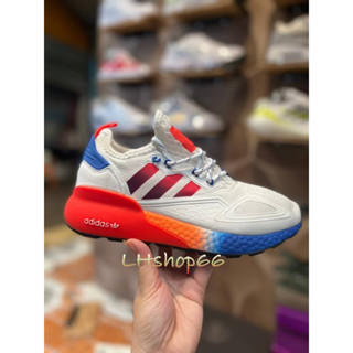 ❣️มาใหม่ รองเท้าผ้าใบ Addias ZX 2K Boost White Solar Red blue❣️งานHiend พร้อมกลอ่งใบเสร็จ ใส่ได้ทั้งผู้หญิง&amp;ผู้ชาย