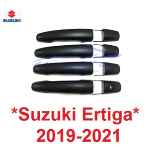 ไม่เว้าปุ่ม ครอบมือจับประตู ซูซูกิ เออติก้า SUZUKI ERTIGA 2019 2020 2021 มือจับกันรอย ครอบมือเปิดประตู สีดำด้าน ครอบมือ