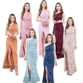 🎉โปรพร้อมส่ง🎉ส่งฟรีด่วน s m l xl ชุดเดรสเบี่ยงข้างซับในเต็มตัวงานนำเข้า