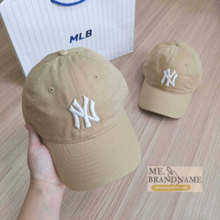 ของแท้ 💯% MLB N-Cover Slider Cap หมวก MLB สีเบจ logo NY📜📜