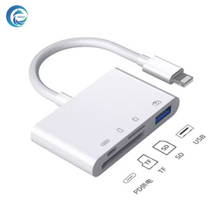 MGBB IP-4in1 PD/Lightning+SD+TF+USB3.0 เมมโมรี่การ์ด มัลติฟังก์ชั่น sd card reader อะแดปเตอร์ OTG สามในหนึ่งเดียว สำหรับ Camera โทรศัพท์มือถือ การ์ดหน่วยความจ
