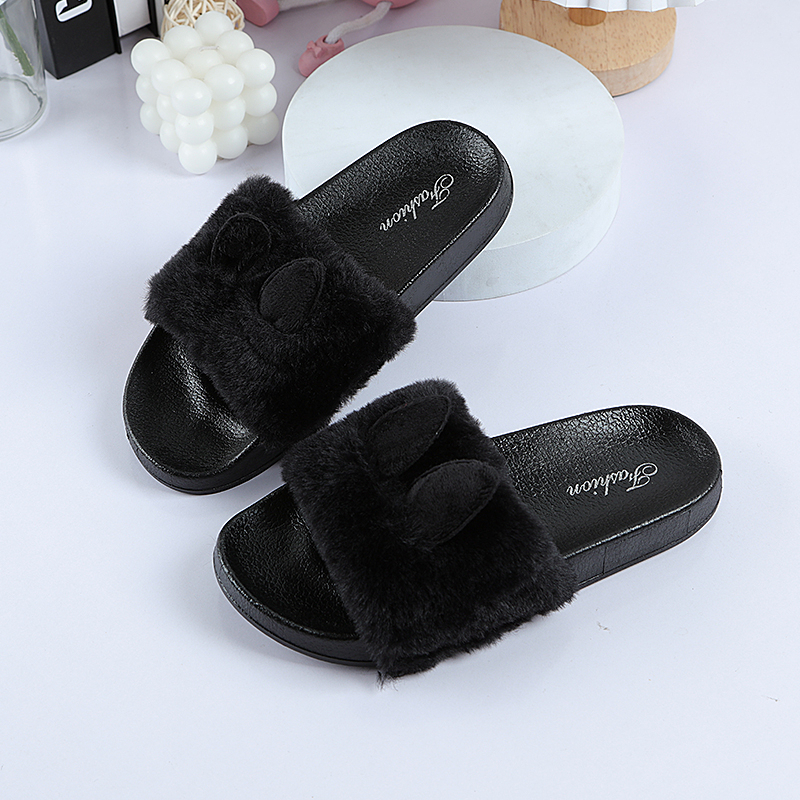 Fshow Sale 🛒รองเท้าแตะแฟชั่นมาใหม่พร้อมส่ง รองเท้าแตะดีเทลหูกระต่ายปุกปุยน่ารักมาก ตัวรองเท้ากระชับ ใส่สบายไม่กัดเท้าแน่ - รูปที่ 3