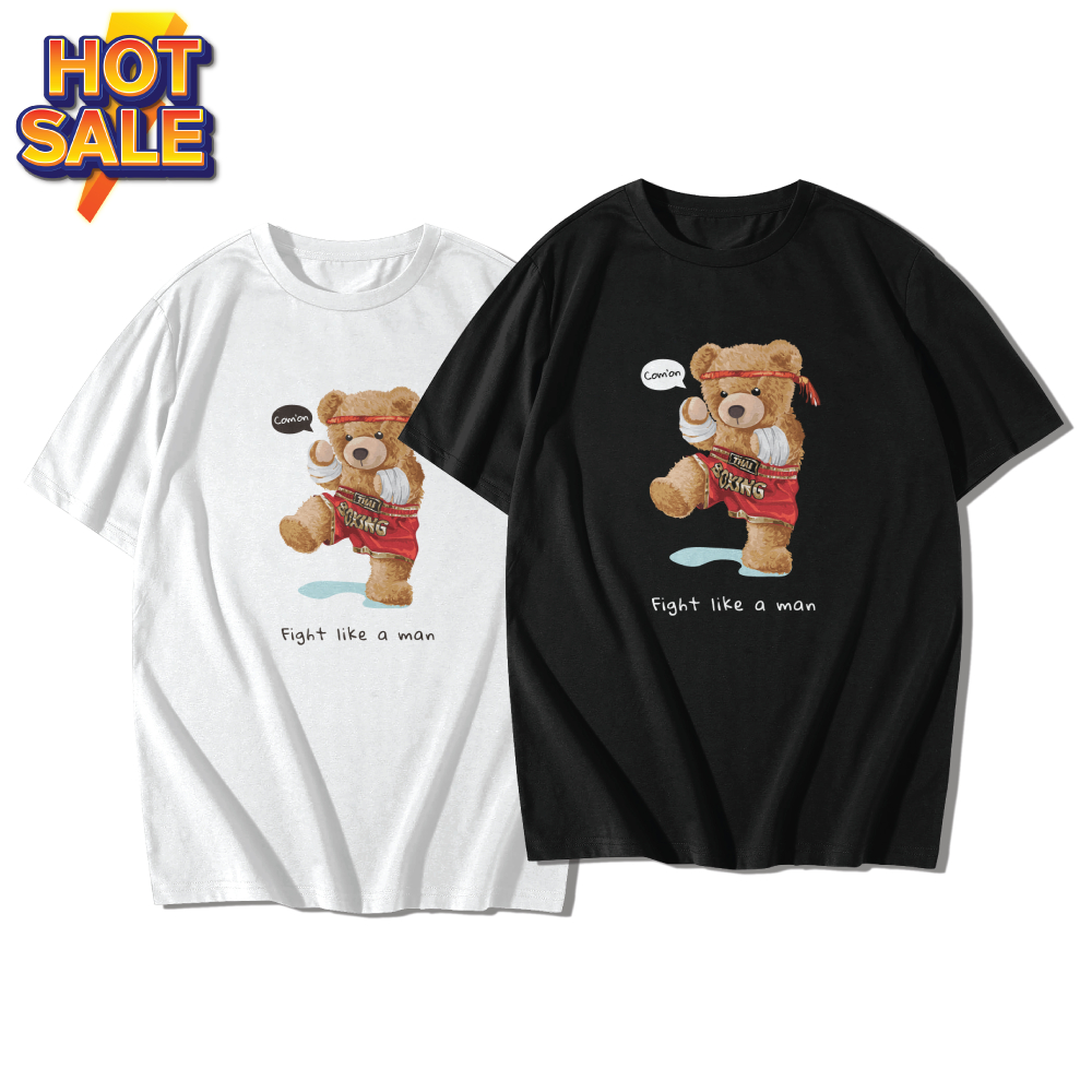 LOWRIDER เสื้อยืดคอตต้อนแท้ ไม่หด ไม่ย้วย ลายสกรีน TEDDY BEAR ฺBOXING (แขนสั้น)