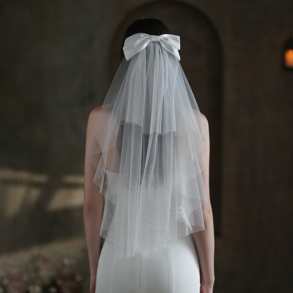 เวลเจ้าสาว Veil สไตล์เกาหลี ผ้าคลุมเจ้าสาว ติดโบว์น่ารัก เวลโบว์ มีให้เลือกทั้งแบบกิ๊บและหวีสับ