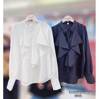 🇰🇷New🇰🇷  Korea ruffle shirt  Shirtระบายแขนยาว ผ้าใส่สบายๆเลยค่าตัวนี้ ดีเทลระบายหน้าผูก