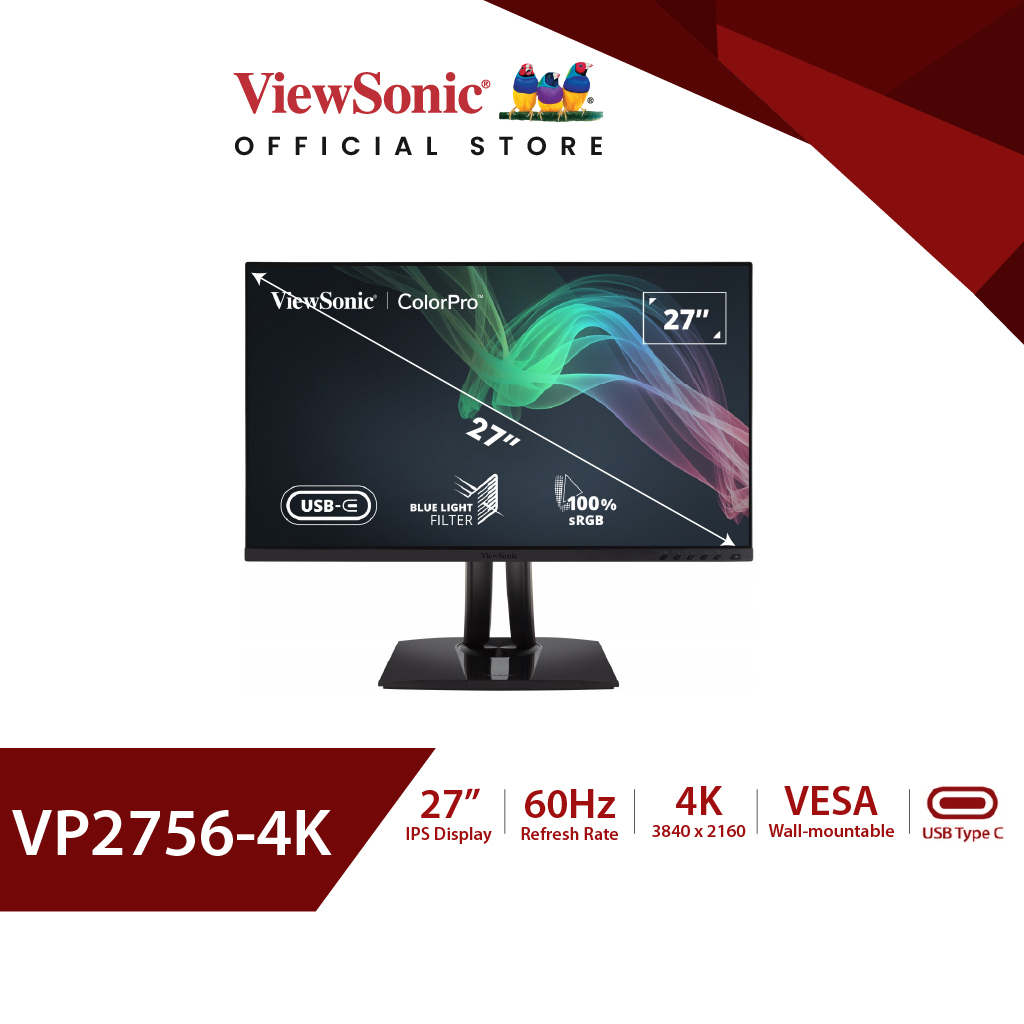 ViewSonic Monitor VP2756-4K / 27" / 4K UHD IPS / 5 ms (จอมอนิเตอร์)