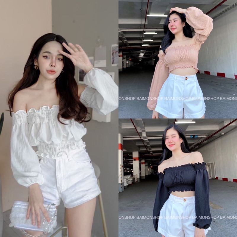 Javawa เสื้อเกาะอกแขนยาว แขนสั้น