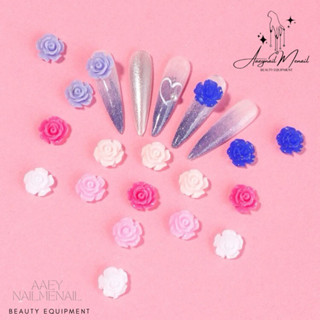 ดอกไม้เรซิ่นคละสี สำหรับตกแต่งเล็บ Diy 18ชิ้น