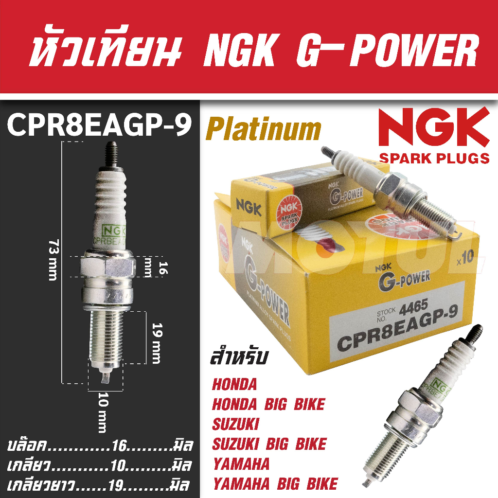 NGK หัวเทียน G-POWER รุ่น CPR8EAGP-9 (4465) Honda Airblade-I/Click-I/Icon/Scoopy-I/Zoomer-x/Spacy-I หัวเทียนมอไซค์