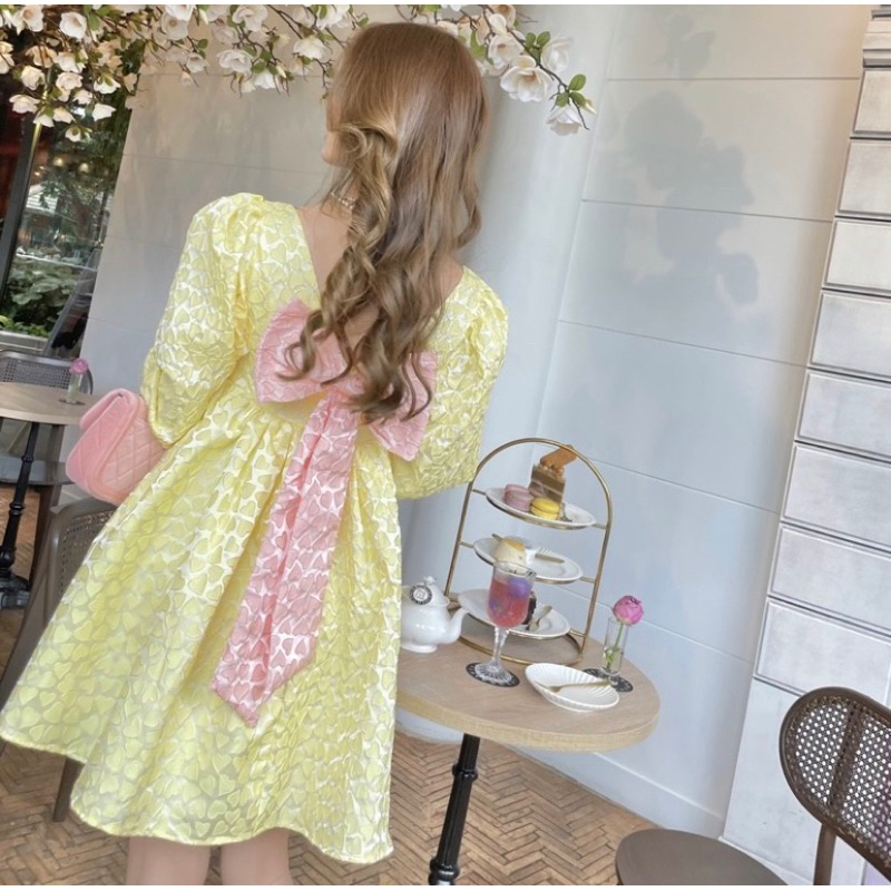 เดรส FLAT2112 สีเหลืองน่ารัก