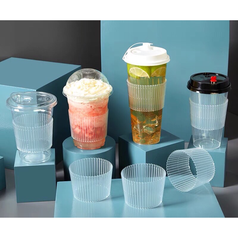 （1เเพ็ค50ชิ้น）ปลอกเเก้วน้ำ เเก้วชานมไข่มุก กันตกเเบบใช้เเล้วทิ้ง