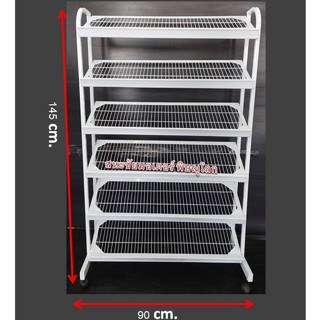 ชั้นวางรองเท้า โชว์รองเท้าขาย แบบ 6 ชั้น ขนาด ลึก 35 กว้าง 90 สูง 145 cm.