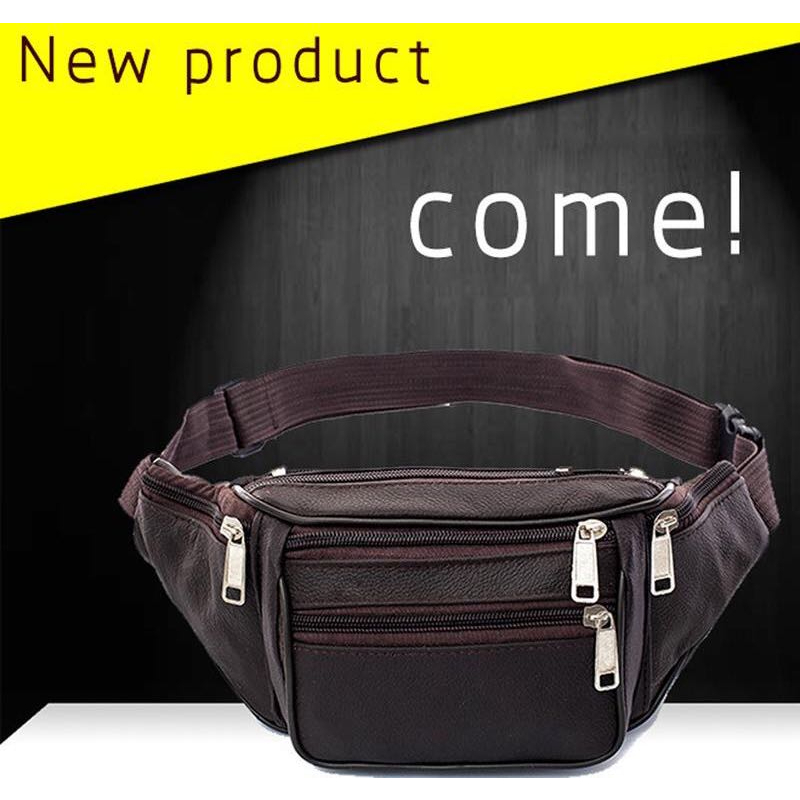 กระเป๋าคาดเอว เเฟชั่นบุรุษ Men's Sports Waist Bag Fashion Adjustable Solid Color Waterproof and Wear Resistant Backpack