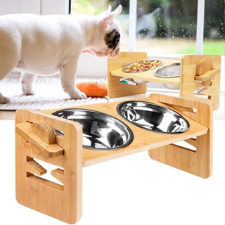 BINGOPAW ชามอาหารหมา ชามอาหารแมว Pet Bowls ปรับระดับความสูงได้ ปรับได้ 4 ระดับ ทำจากสแตนเลสอย่างดี สำหรับสัตว์เลี้ย