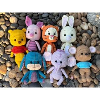 ตุ๊กตาถักโครเชต์รวมหมีพูห์และผองเพื่อน (winnie The pooh) ตุ๊กตาถัก ของขวัญ งานฝีมือ