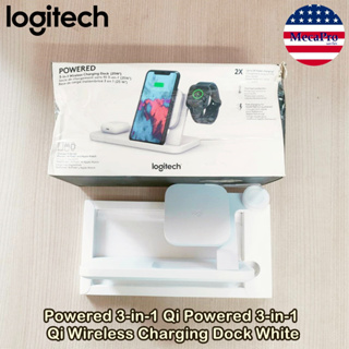 Logitech® Powered 3-in-1 Qi Wireless Charging Dock, White โลจิเทค แท่นชาร์จไร้สาย แท่นชาร์จโทรมือถือ