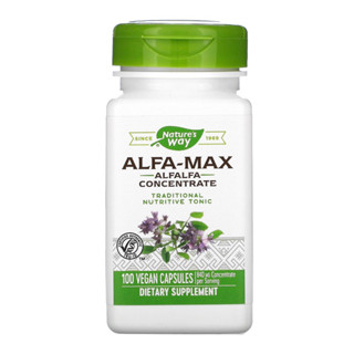 อัลฟา-แมกซ์ อัลฟัลฟา Alfa-Max Alfalfa Concentrate 840 mg 100 Vegan Capsules (Natures Way®) อุดมไปด้วยวิตามิน แร่ธาตุ