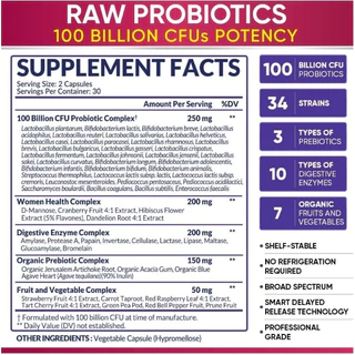 พร้อมส่ง! Wholesome Wellness Women’s Raw Probiotic 100 Billion CFU โพรไบโอติก สูตรสำหรับผู้หญิง