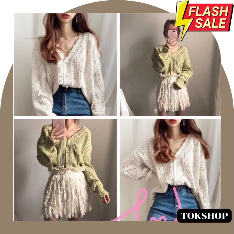 พร้อมส่งไม่ต้องรอพรี เสื้อคลุมยาวถักไหมพรม สไตล์สาวเกาหลี