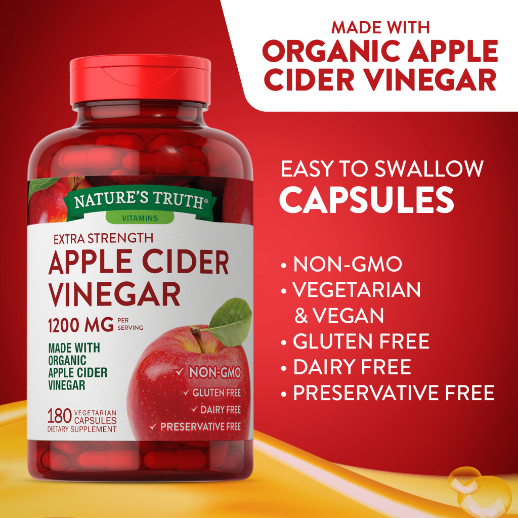Nature's Truth Apple Cider Vinegar 1200 mg 180เม็ด Exp.05/25