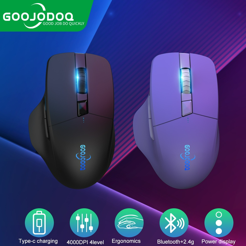 GOOJODOQ เมาส์เกมมิ่งไร้สาย 2.4G 2000 DPI เซนเซอร์ออปติคอล 6 ปุ่ม สําหรับ MacBoo