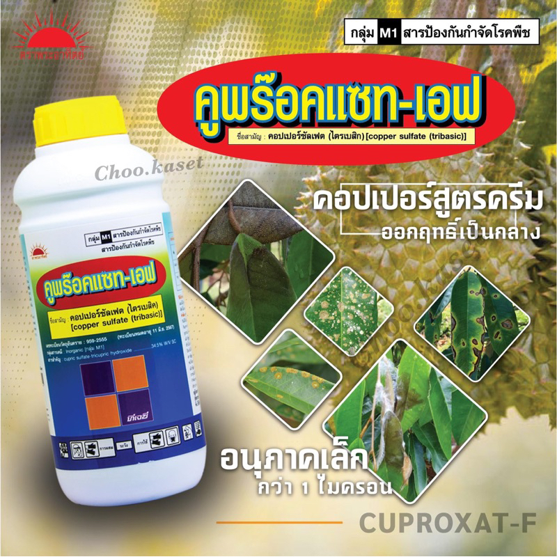 คูพร๊อคแซท-เอฟ  คอปเปอร์ซัลเฟต (ไตรเบสิค) (coppersulfate (tribasic) ) 34.5% W/V SC 1 ลิตร