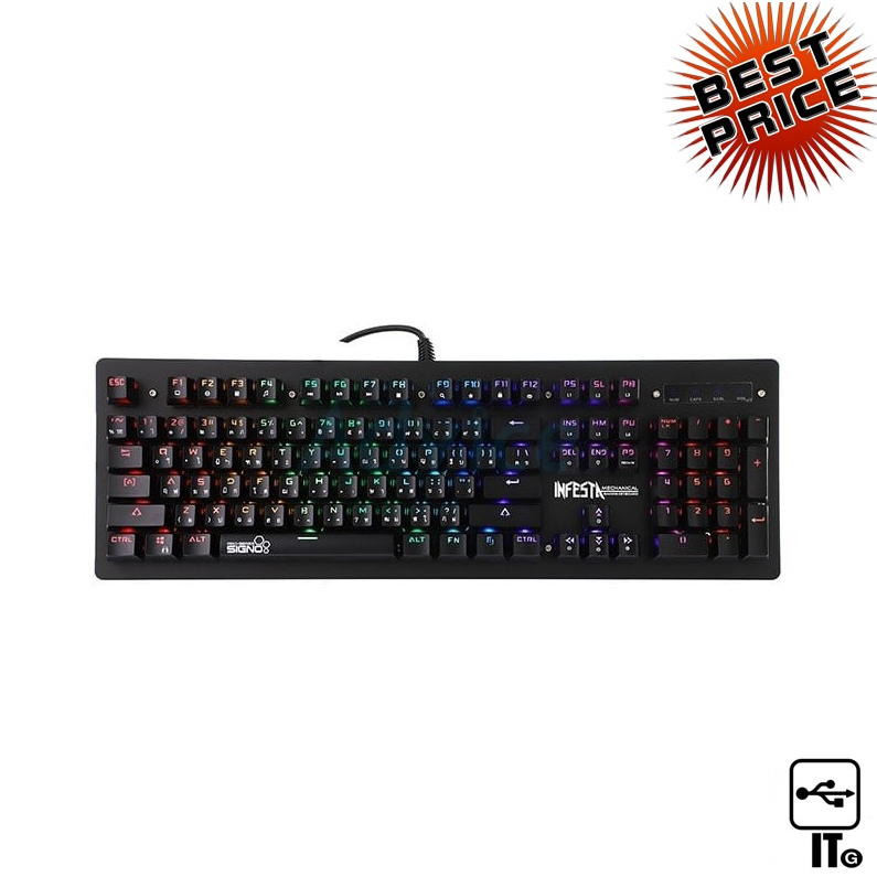 คีย์บอร์ด KEYBOARD SIGNO (KB-738 INFESTA) - (RED-SWITCH) ประกัน 1Y