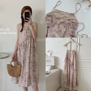 💫พร้อมส่ง💫WG.WE🇰🇷 TIEDYE MAXI DRESS • เดรสสายเดี่ยว ตัวยาว พิมพ์ลาย summer มีซับใน ดีเทลแต่งอะไหล่ไม้ ดูน่ารักมากๆค่ะ