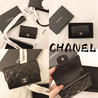 ชาแนล  CHANEL Classic Gold Buckle Flap Flap Card Holder/Caviar/Brand Counter ซื้อ/ของแท้ 100%/ล่าสุด/น่ารักมาก/กระเป๋าเ