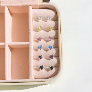 earika.earrings - jewel lev stud ต่างหูแป้นหัวใจเพชรเงินแท้ (มีให้เลือก 6 สี) เหมาะสำหรับคนแพ้ง่าย