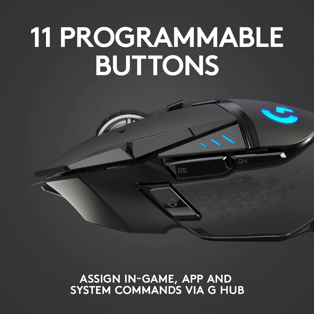 Logitech G502 Lightspeed Wireless Gaming Mouse 25,600 DPI ( เมาส์เกมมิ่งไร้สาย ประสิทธิภาพสูง ) thumbnail 7