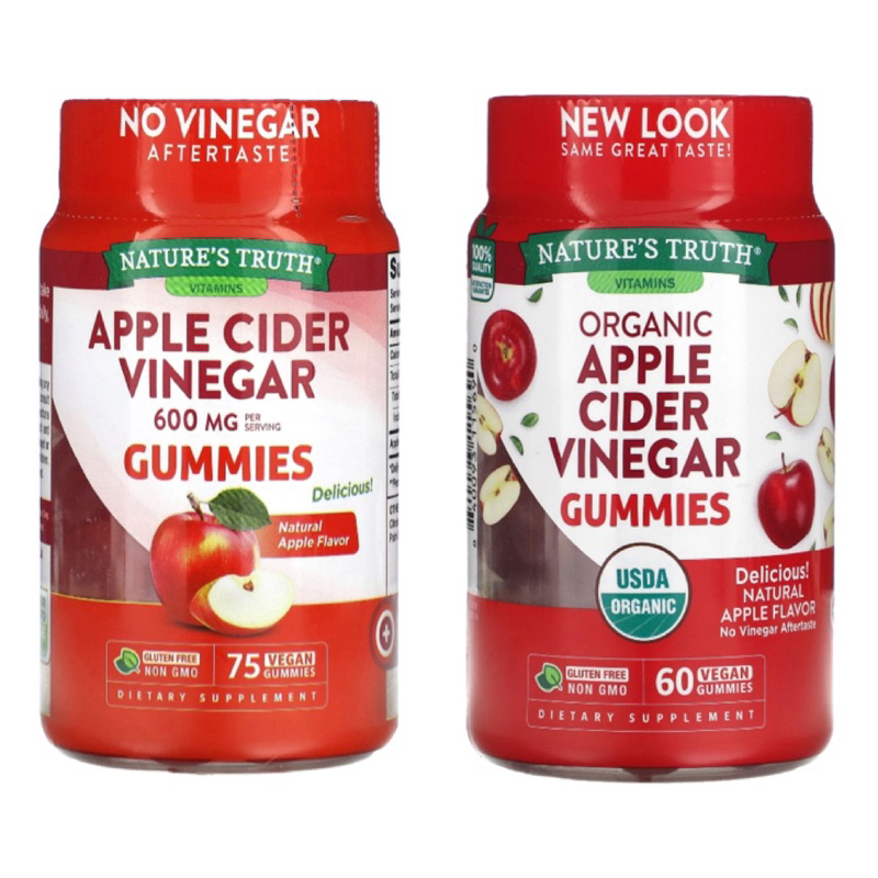 Nature's Truth Apple Cider Vinegar, Natural Apple,Vegan Gummies