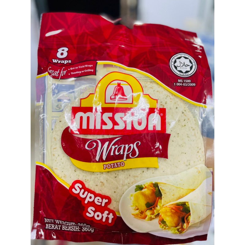 mission wrapแผ่นตอติญ่าpotato(สีแดง) 1เเพ็คมี8เเผ่น ขนาด8นิ้ว