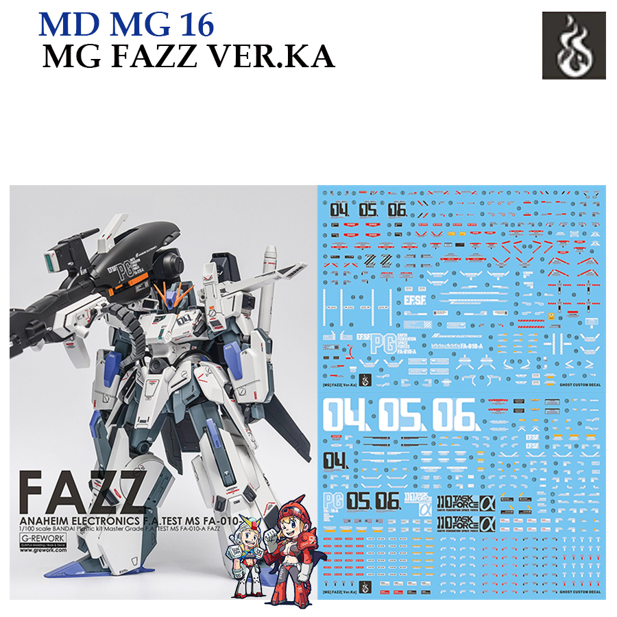 ดีคอลน้ำ [GHOST] MG 16 FAZZ VER.KA MG 1/100 (HIQ Water Decal) Fluorescent MG16 GMG16 GMG 16