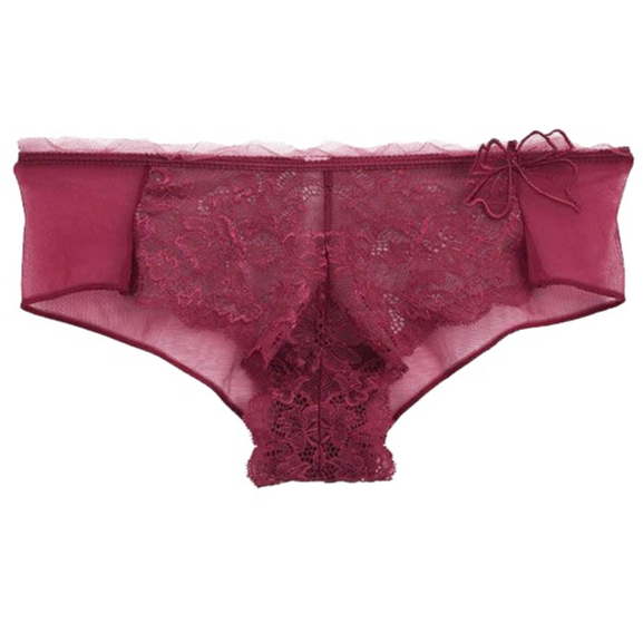 Annebra กางเกงใน ทรงบอยเลค ผ้าลูกไม้ Boyleg Panty รุ่น AU3-775 สีฟ้าเทา, สีแดงเข้ม