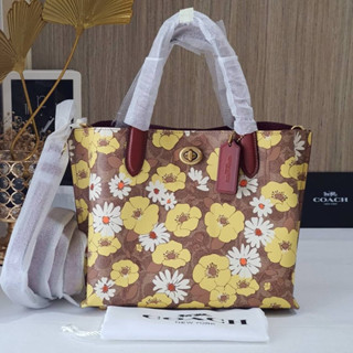 👑ผ่อน0%~แท้100%👑 กระเป๋าสะพาย งานShop COACH C9721 Willow Tote 24 In Signature Canvas With Floral Print