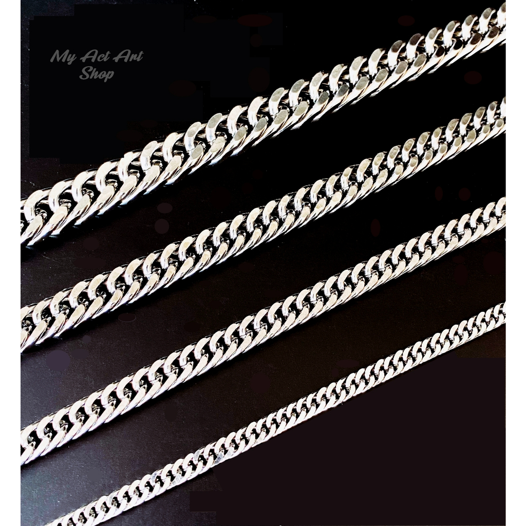 สร้อยคอ No.2 6-12mm เลสสร้อยคอ สร้อยโซ่ แสตนเลสแท้ ไม่ลอกไม่ดำ ใส่อาบน้ำได้ Stainless Steel 100%
