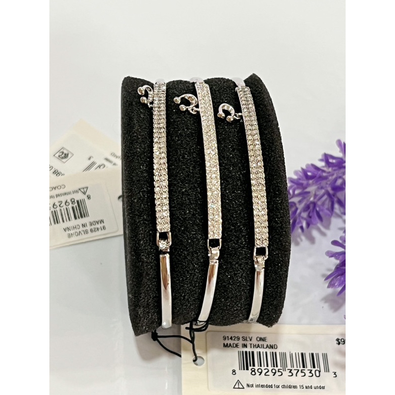 กำไล Coach แท้ Signature Pave Bar Hinged Bangle