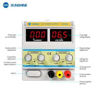 SUNSHINE PDC-3010D Power Supply 30V 10A ดิจิตอลห้องปฏิบัติการจอแสดงผลแหล่งจ่ายไฟแรงดันไฟฟ้าสำหรับซ่อมโทรศัพท์