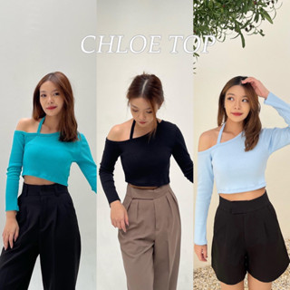 Chloe top เสื้อปาดไหล่คล้องคอผ้าร่องเนื้อหนา (nita.bkk)