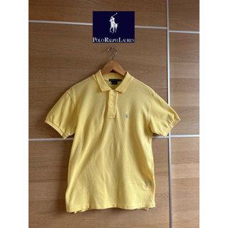 Ralph Lauren x cotton เสื้อ polo สีเหลืองสวยมาก Size XS ชาย ❌ตำหนิรอยเปื้อนด้านหน้า นอกนั้นสภาพดีคะ อก 40 ยาว 24