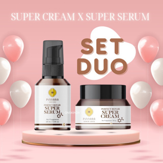 (พร้อมส่ง ถูกที่สุด ‼️) Pinnara super serum &amp; cream (แถมสบู่)